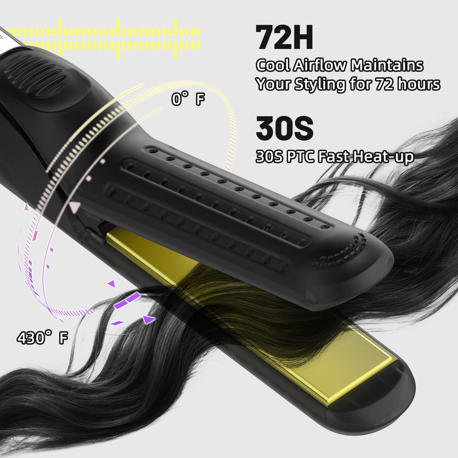 360° Airflow Styler Lockenstab Haarglätter und Lockenwickler für alle Styles mit kühlenden Luftöffnungen